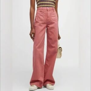 NWT VERONICA BEARD Taylor Baggy High Waist Wide Leg Patch Jeans Faded Rose Sz 25